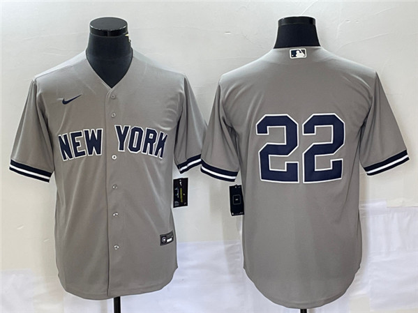 Men's New York Yankees #22 Harrison Bader Gray Cool Base Stitched Baseball Jersey
